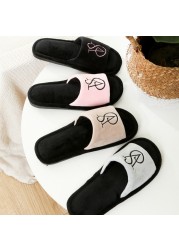 Spring/Autumn fur slippers letter non-slip new couple home floor cotton slippers men large size slippers