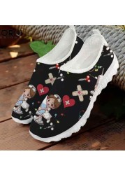 Women Comfortable Sneakers Casual Shoes Cartoon Nurse Print Women Sneakers Breathable Flat Shoes Zapatillas Mujer