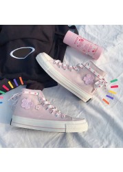 Summer Floral Women Espadrilles Japanese Style Pink Lolita Shoes Fashion 2021 Zapatillas Mujer Canvas Sneakers