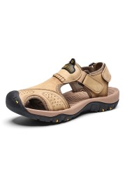 Classic Men Sandals Summer Soft Comfortable Men Sandalias Split Leather Sandals Plus Size Soft Outdoor Men Roman Sandals