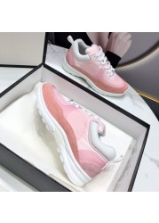 2021 new fashion color matching popular sneakers women flat casual shoes men thick-soled formal shoes