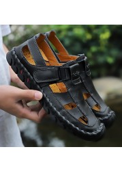 Summer classic brand cowhide mens shoes rubber shoes for men outdoor beach sandals man high quality fashion hiking plus size