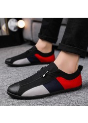 Loafers Men Canvas Shoes Sneakers Fashion Campus Breathable Casual Shoes Zipper Sneakers Shoes Trendy Color Matching Shoes