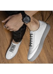 Luxury genuine leather shoes men's white sneakers casual shoes Korean version fashion casual shoes