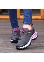 MEGLOVER Women's Sneakers Air Cushion Sneaker For Runners Walking Breathable Sports Lace Up Hight Platform Casual Shoes