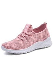 Casual women's flat shoes. Comfortable Lightweight Soft Sole Lace Up Mesh Women's Shoes Wedge Sneakers Mujer