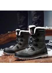 SOLIBEN Winter Men Boots Waterproof Warm Fur Snow Boots Men Outdoor Winter Work Casual Shoes Rubber Ankle Boots