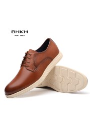 BHKH 2022 leather men casual shoes smart business office work lace-up light dress men shoes