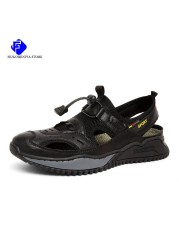 2022 summer men's leather sandals mesh men casual shoes fashion outdoor men leather sandals men beach shoes roman shoes large size