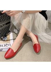 Spring new simple pointed toe Korean women's shoes fashion street breathable lightweight pregnant women comfortable flat shoes