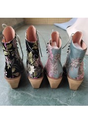 women ankle boots plus size 22-28cm free shipping women boots embroidered boots botas mujer bute femme bottine flower