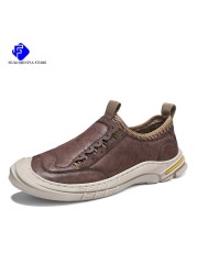 Brand Mens Shoes Genuine Leather Casual Shoes Outdoor Men Breathable Sneakers Original Suede Men Moccasins Loafers Sneakers