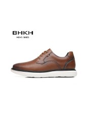 2022 Spring/Summer New Comfortable Men Shoes Luxury Brand Men Casual Shoes Lace Up Business Style Dress Shoes BHKH Men Shoes