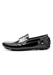 split genuine leather mens loafers luxury brand 2020 fashion handmade moccasins men black casual shoes slip on men boat shoes