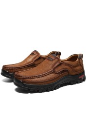 BTMOTTZ-Men's Genuine Leather Moccasins Shoes Casual Breathable No Lace-Up Driving Shoes Plus Size 2020