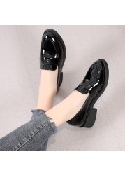 JMPRS Simple Patent Leather Loafers For Women 2022 Spring Autumn Slip On Flats Woman Solid Color Soft Sole Casual Shoes