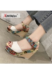 Women Sandals Summer Platform Wedges Casual Shoes Floral Ladies Super High Heels Open Toe Women Slippers Sandalias Zapatos Mujer