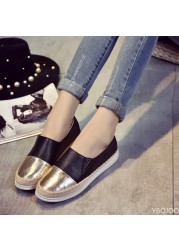 Women flat shoes shallow loafers slip on summer autumn fashion platform round toe sweet casual flat comfortable