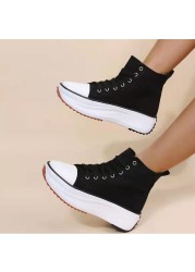 LuasTuas 2022 New Thick Bottom Lace Up Women Sneakers Spring Fashion Women Shoes Ins Style Holiday Shoes Size 36-43