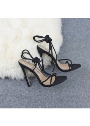 11.5cm Fine High Heels Sandals Boots Cross Tied Ankle Strap Summer Sandals Female Women Shoes Sexy Party Women Shoes