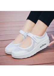 Women Platform Sneaker Summer Fitness Mesh Slimming Sneakers Female Height Increasing Shoes Hook and Loop Chunky Walking Shoes