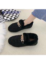 woman slippers summer sandals fox fur slides mules black shoes for women loafer 2022 home shoes spring outdoor block heel