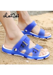 LaiCai Sanda Men Slippers Outdoor Leisure Summer Flip Flops Man Sandals Bathroom Inside Out Beach Mens Shoes