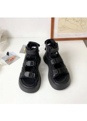 The new women's thick bottom muffin summer 2021 student velcro wedges shoes for women open toe shoes hook and loop sandals