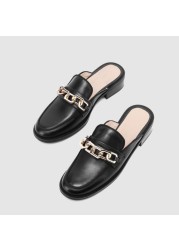 VENTACT New Women Sandals Metal Chain Genuine Leather Women Shoes Fashion Cool Summer Shoes for Women's Shoes Size 34-40