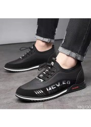 2022 Men's PU Leather Shoes Men's Casual Shoes Breathable Lightweight Black Sneakers Outdoor Driving Shoes Business Men's Shoes