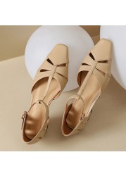 JOVONO New Women Sandals Summer Shoes Low Heel Buckle Genuine Leather Shoes Fashion Holiday Women Shoes Size 34-39