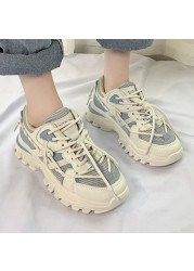 Women's shoes autumn 2021 new Korean color matching sneakers round toe flat bottom increase fashion casual women's shoes