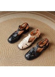 Gonovono 2022 Size 34-40 Women Sandals Real Leather Buckle Ins Shoes For Women Summer Fashion Cusual Holiday Shoes