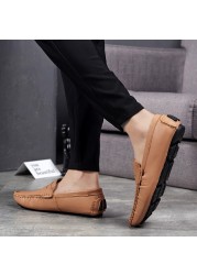 Leather men's shoes luxury brand men's casual shoes comfortable non-slip shoes men's genuine driving shoes simple fashion shoes