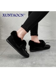 Winter Warm Brand Women Flat Sneakers Winter Plush Fur Female Loafers Faux Fur Female Casual Shoes Flats