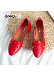 Fashionable summer women's shoes lightweight pure leather pointed toe women shoes flat heel