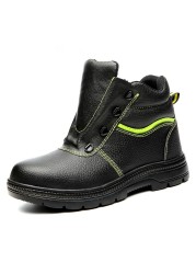 ZYYZYM-Men Steel Safety Boots Plush Work Boots With Puncture Protection For Winter