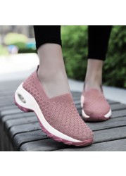 Ladies Breathable Lazy Shoes Comfortable Air Cushion Shock Absorbing Sneaker Outdoor Casual Shoes