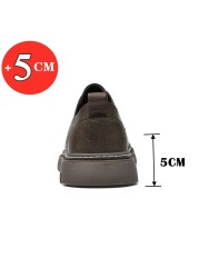 Flat /5 Cm Men's Casual Shoes Genuine Leather Lift Men Men Shoes Elevator Shoes Height Increase Shoes for Men Business Fashion