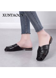 Flat Slides Mules Shoes Woman Summer Ladies Elegant Shoes Half Slippers Women's Shoes Lazy Zapatos Mujer