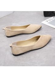 Slip On Women Flats Shoes Candy Color Pointed Toe Female Loafers Large Size Shoes Woman Spring Flock Ladies Ballet Flats