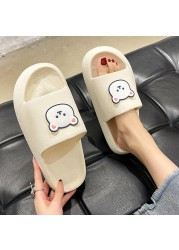 Lucifer Cute Cartoon Bear Platform Slippers Women 2022 Summer EVA Soft Sole Home Flip Flops Woman Non-slip Beach Sandals Female