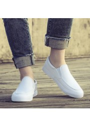 New Spring Summer Men Shoes Casual Shoes PU Leather Flats Slip On Low Top White Male Sneakers Tenis Masculino Adulto