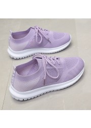 2022 Women Mesh Lace-up Sneakers Female Summer Vulcanized Mesh Breathable Sneakers Ladies New Flats Shoes Plus Size 43