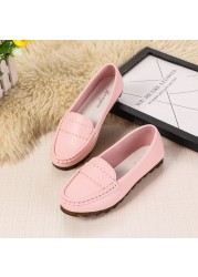 Women Genuine Leather Flats Spring Summer Breathable Comfortable Casual Shoes Femme Loafers Ladies Flat Shoes Nurse