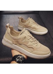 Summer new typical style men casual shoes lace up mesh white formal shoes comfortable low-profile leather breathable sneakers