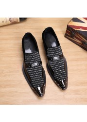 Fashion Embroidery Increase Height Genuine Leather Casual Shoes British Men Leisure Party Shoes Pointed Toe High Heel Shoes