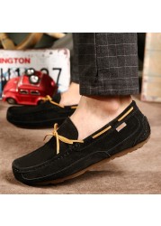 High Quality Men's Leather Shoes Lace Up Soft Sole Driving Shoes Casual Breathable Moccasin Shoes For Men