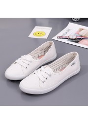 Women Lace Up Canvas Flat Autumn Loafers Female Breathable Solid Comfortable Lazy Shoes Ladies Fashion Sneakers Casual Shoes