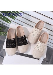 New Spring Autumn Summer Ladies Casual Sweet Fashion Hollow Out Weave Women Shoes Comfortable Round Toe Slippers Shoes 2 Colors